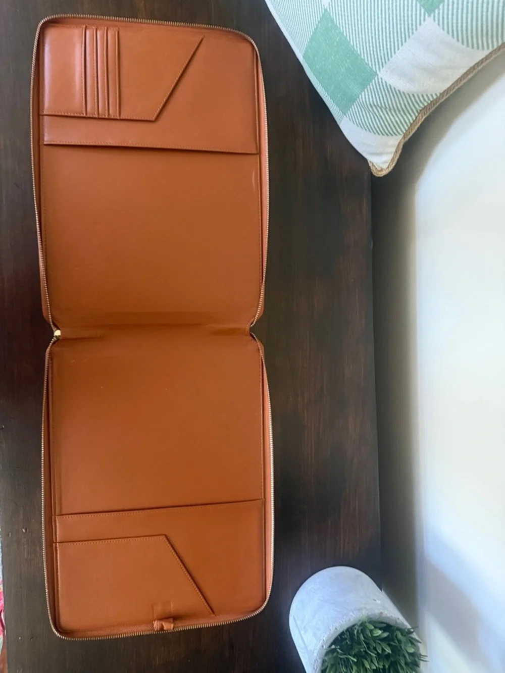 Laurel Denise brown Leather Zip Portfolio midnight pencil Pouch - Picture 2 of 7